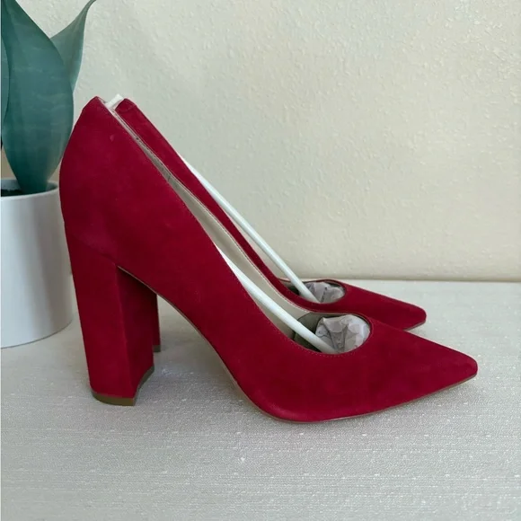 Marc Fisher LTD Abilene Red Suede Pointed Toe Block Heeled Pumps Women’s 8.5M - Picture 4 of 10